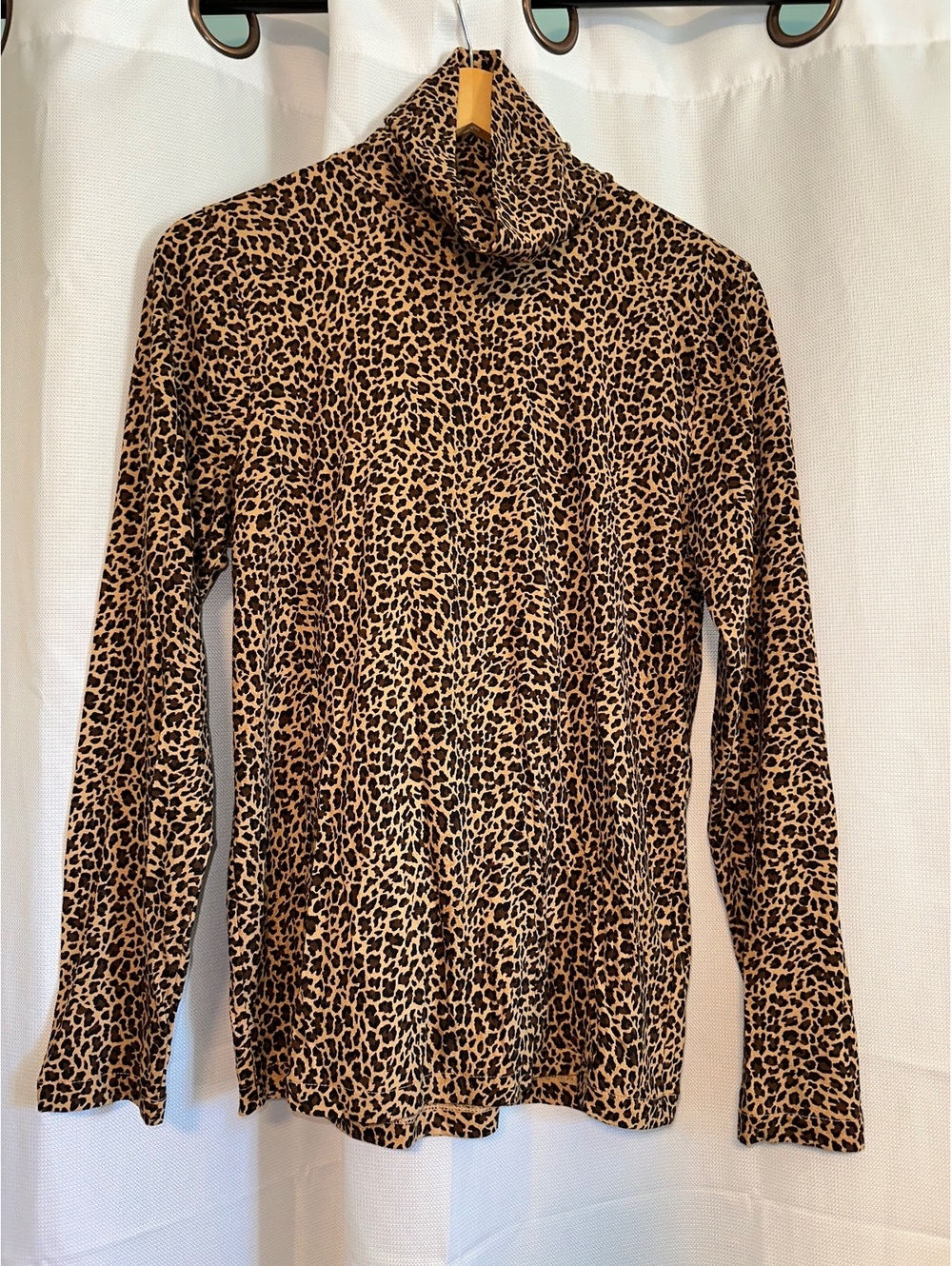 J.Crew Women's Y2K Fall Leopard Print Turtleneck Shirt M